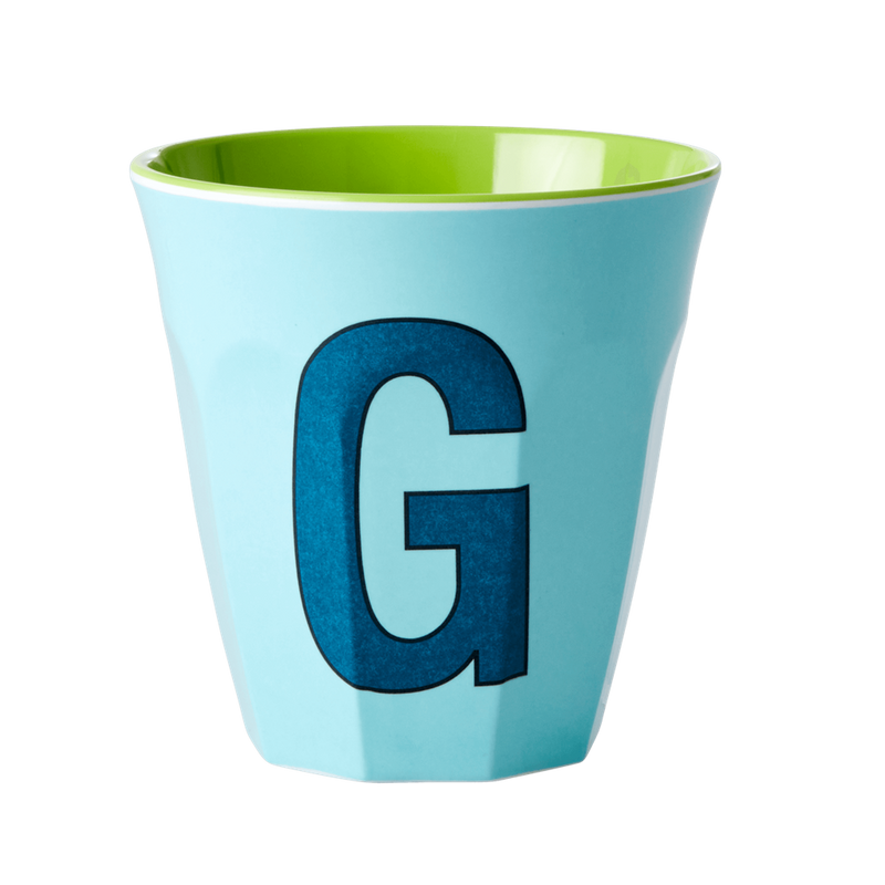 Melamine Cup - Medium with Alphabet in Bluish Colors | Letter G