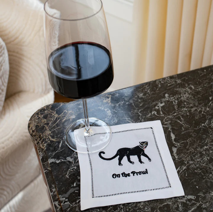 On The Prowl Linen Cocktail Napkin, Set of 4