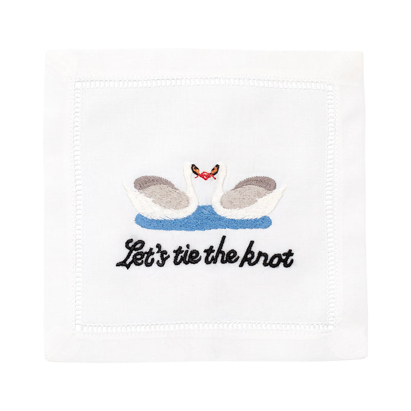 Let's Tie The Knot Cocktail Napkin, Set of 4