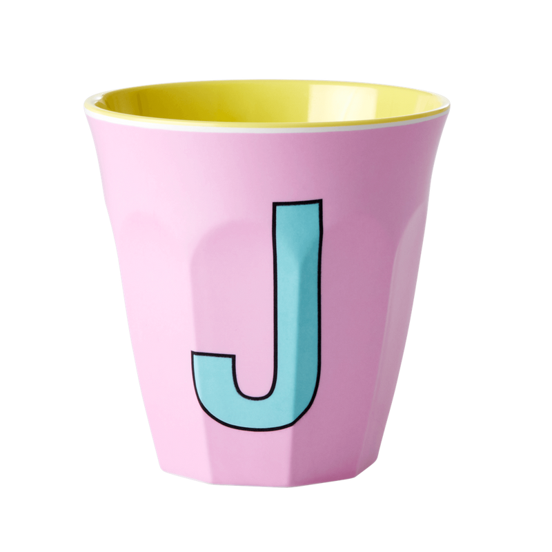 Melamine Cup - Medium with Alphabet in Pinkish Colors | Letter J
