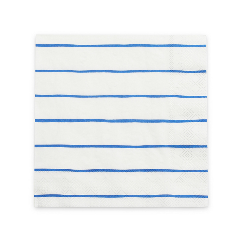 Cobalt Frenchie Striped Large Napkins, Pack of 16