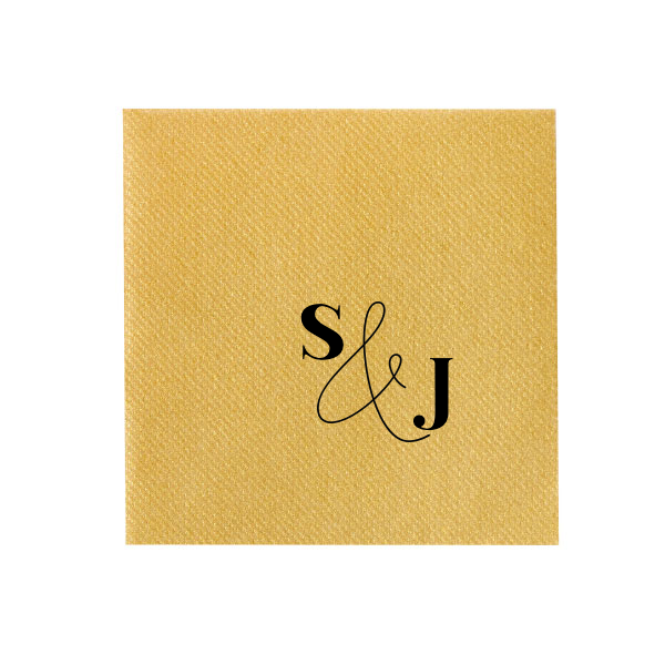 Bold & Modern Initials Personalized Napkin, Black Foil