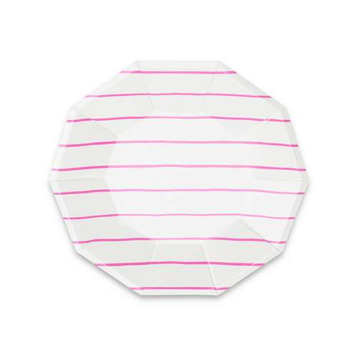 Cerise Frenchie Striped Small Plates, Pack of 8