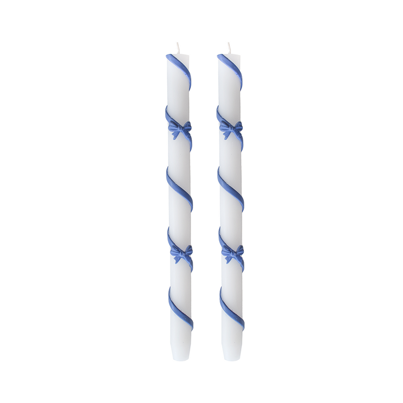 Ribbon Bow Taper Candle Set - 3 Color Options, Jollity & Co