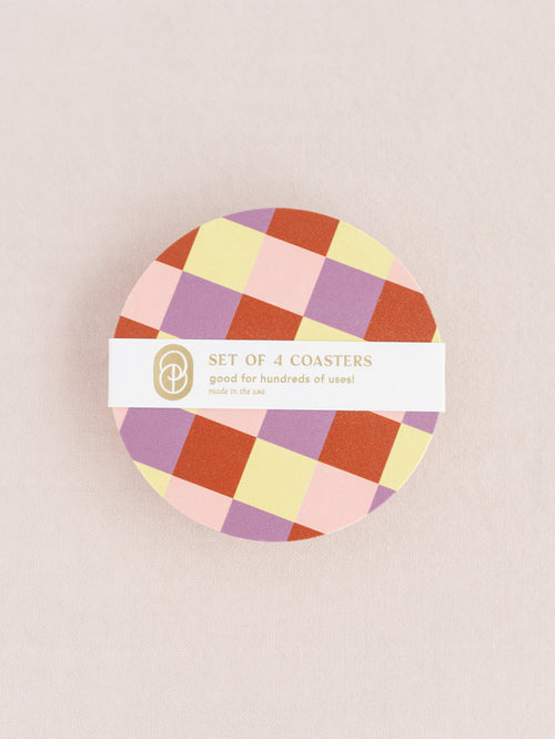 Sorbet Checkered Coasters, Set of 4