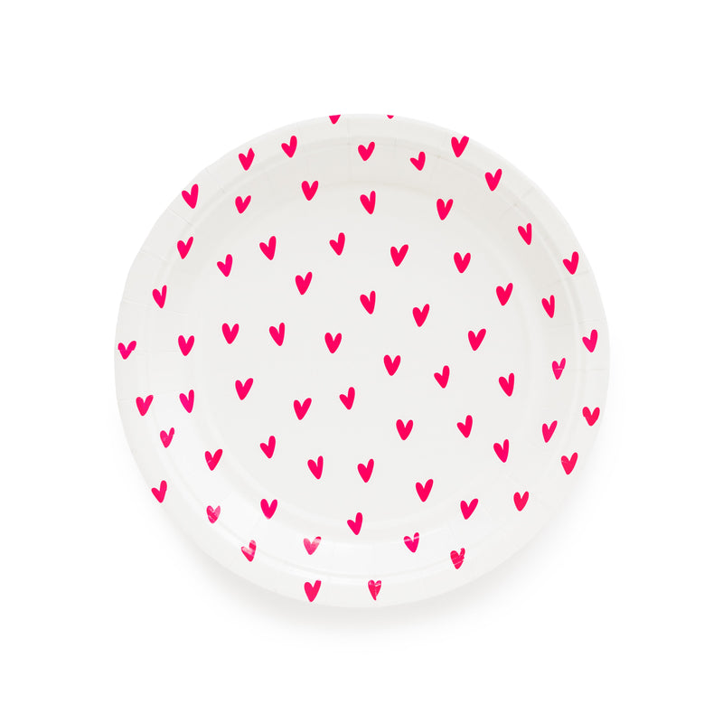 Neon Heart Small Paper Plates, Set of 8