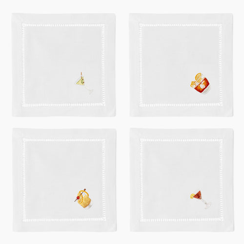 Classic Drinks Mixed Cocktail Napkins, Set of 4
