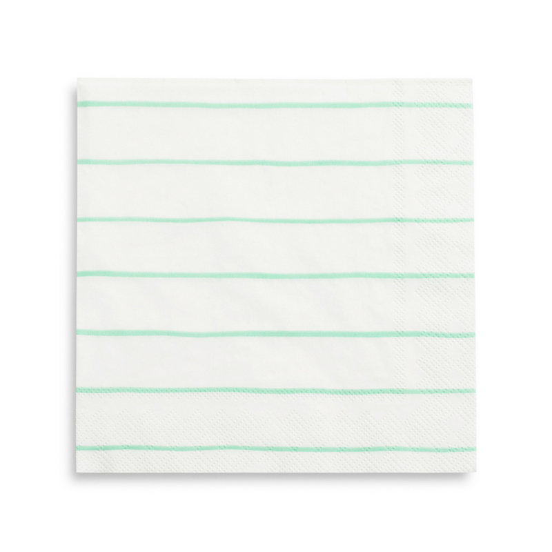 Mint Frenchie Striped Large Napkins, Pack of 16