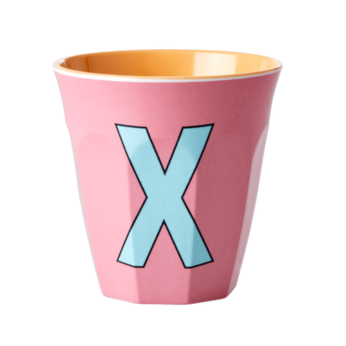 Melamine Cup - Medium with Alphabet in Pinkish Colors | Letter X