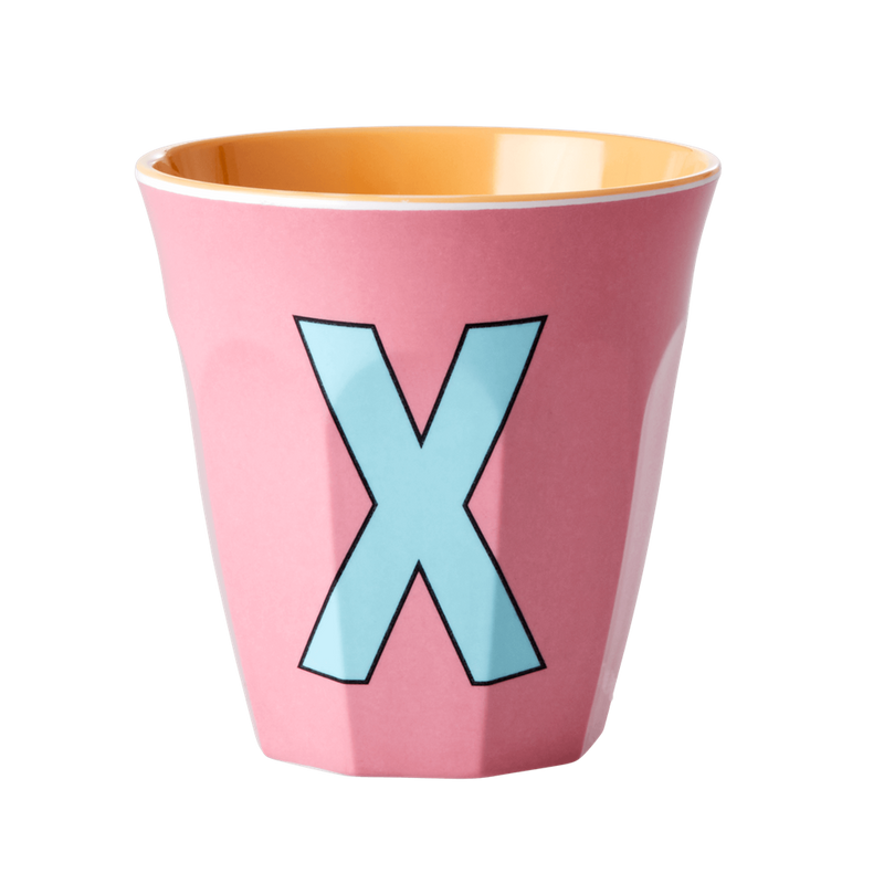 Melamine Cup - Medium with Alphabet in Pinkish Colors | Letter X