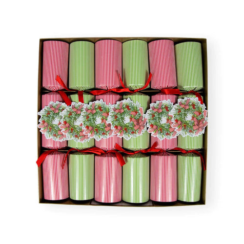 Ribbon Stripe Wreath Christmas Cracker - 6 per Box