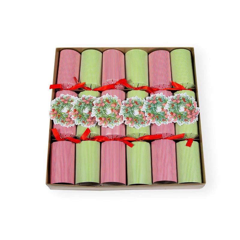 Ribbon Stripe Wreath Christmas Cracker - 6 per Box