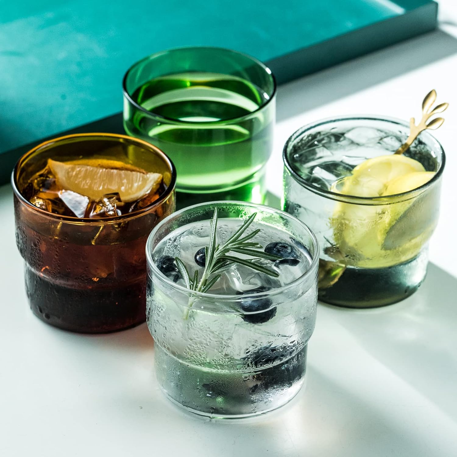 Stackable Colored Drinking Glasses