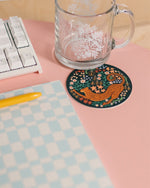 Stretching Cheetah Reusable Chipboard Coasters, Set of 4