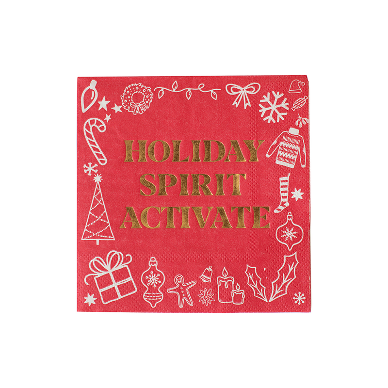 "Holiday Spirit Activate" Cocktail Napkins, Pack of 20