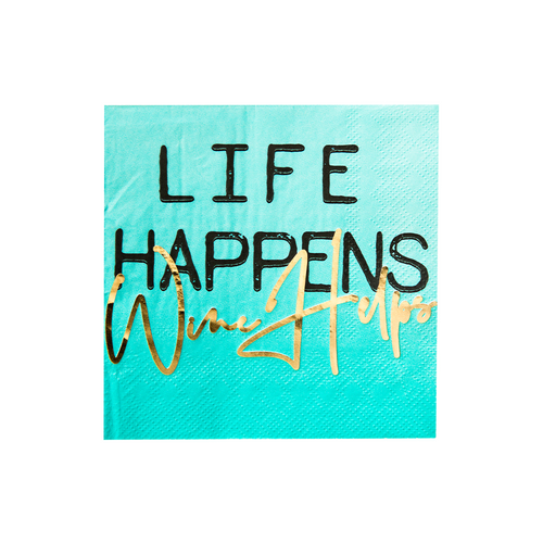 "Life Happens Wine Helps" Witty Cocktail Napkins, Pack of 20