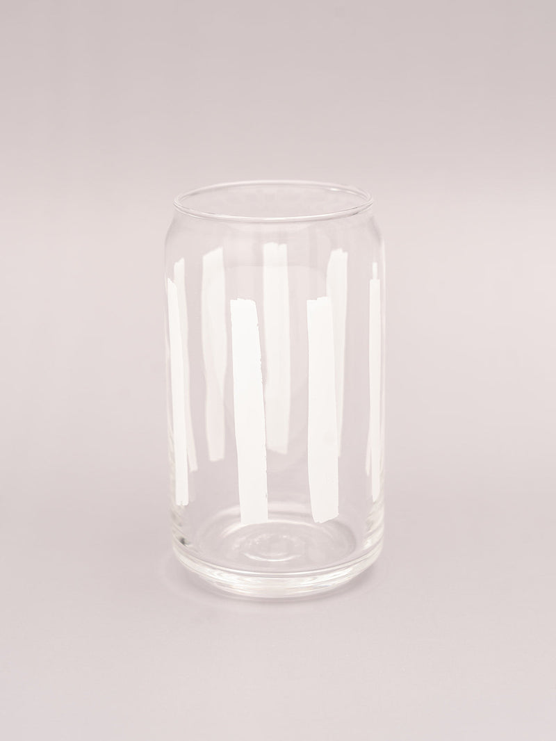 White Striped Soda Can Glass