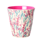 Medium Melamine Cup - Pink - Floral Field Print