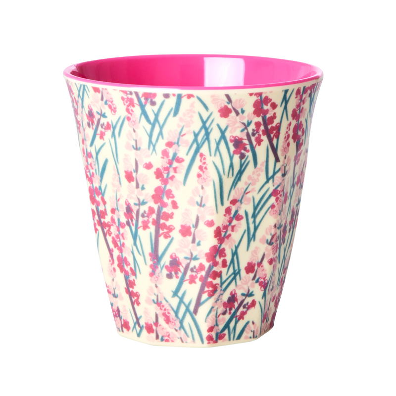 Medium Melamine Cup - Pink - Floral Field Print