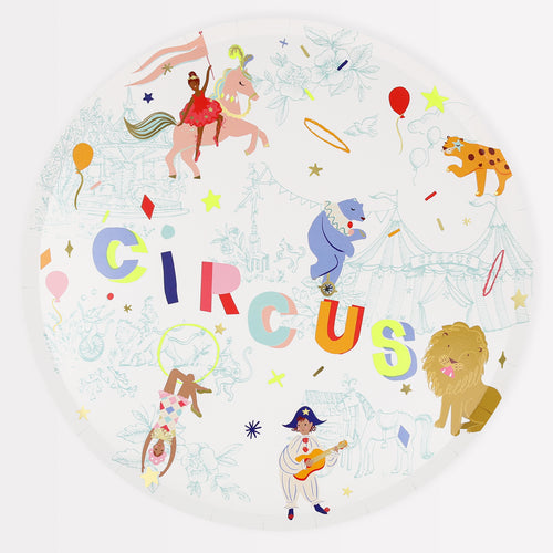 Circus Dinner Plates, Pack of 8