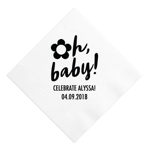 Personalized Oh Baby! Napkin, Black Foil