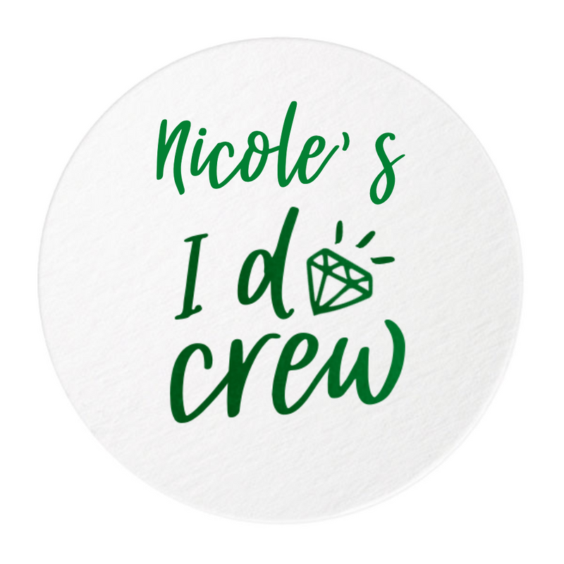 I Do Crew Personalized Coasters, Green Foil