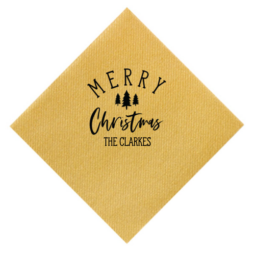 Merry Christmas Napkins, Black Foil