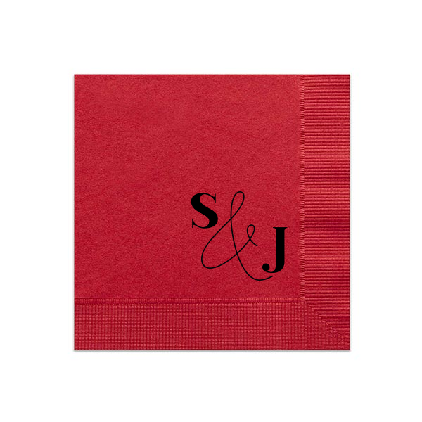 Bold & Modern Initials Personalized Napkin, Black Foil