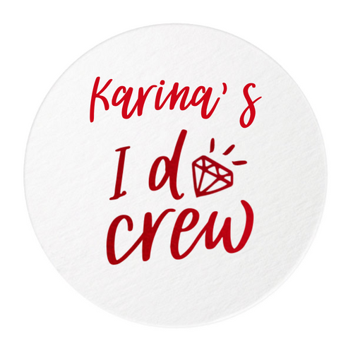 I Do Crew Personalized Coasters, Red Foil