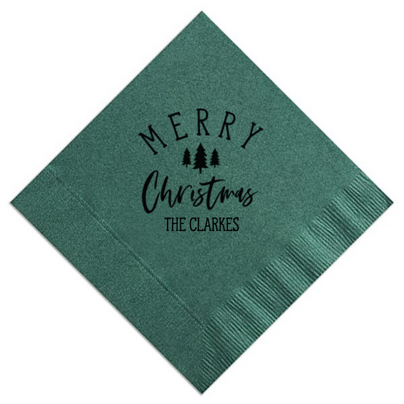 Merry Christmas Napkins, Black Foil