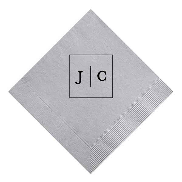 Frames Initial Custom Cocktail Napkin, Black Foil