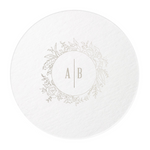 Floral Border Initials Coaster, Silver Foil