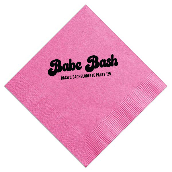 Babe Bash Personalized Napkin, Black Foil