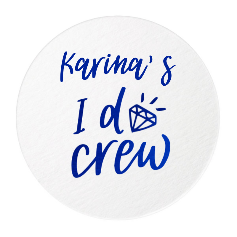 I Do Crew Personalized Coasters, Blue Foil