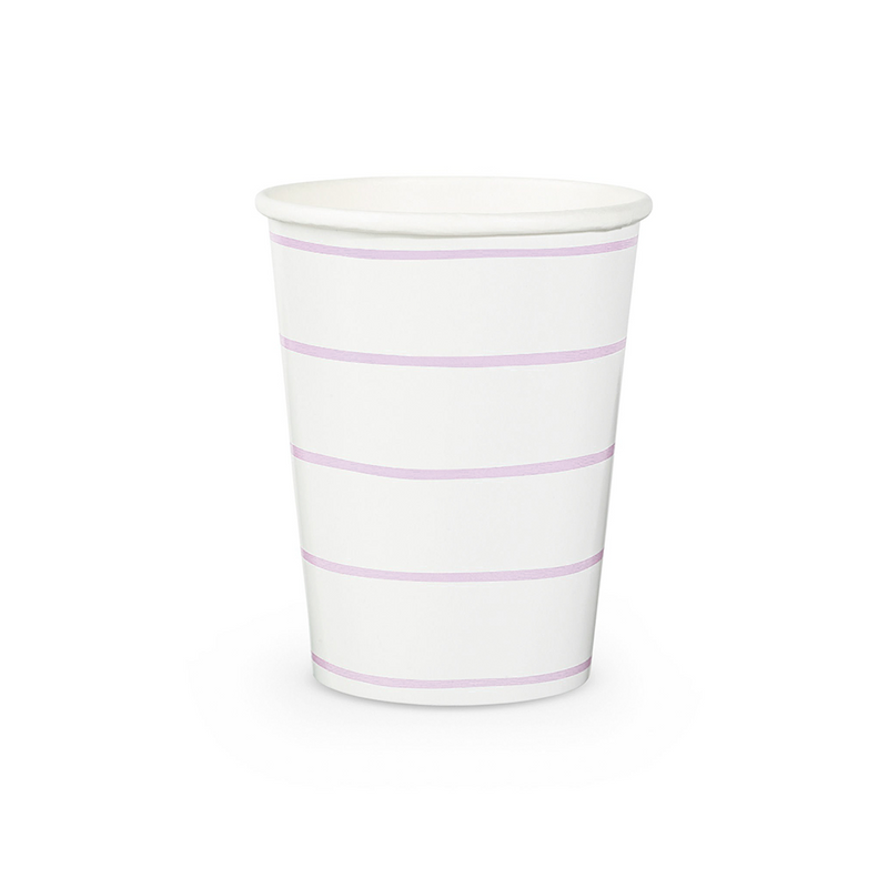 Lilac Frenchie Striped 9 oz Cups, Pack of 8