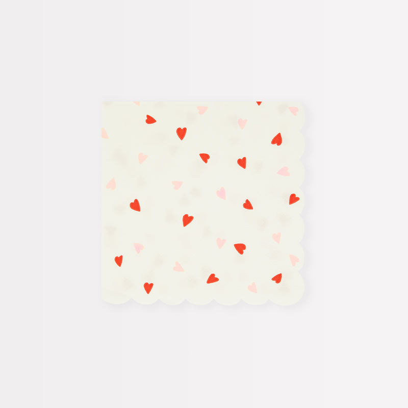 Heart Pattern Small Napkins, Pack of 16