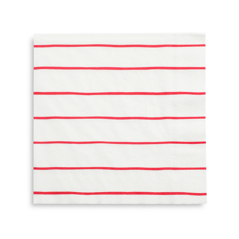 Candy Apple Frenchie Striped Large Napkins, Pack of 16