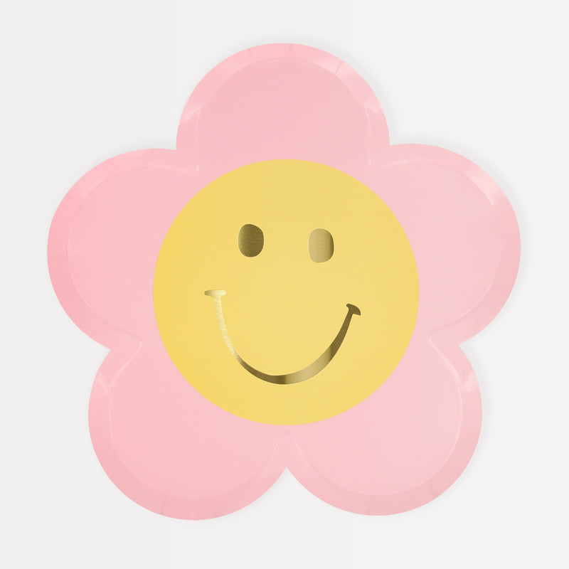 Happy Face Flower Plates, Pack of 8