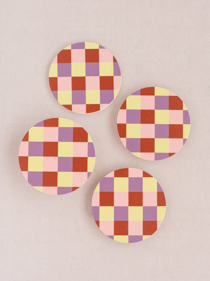 Sorbet Checkered Coasters, Set of 4