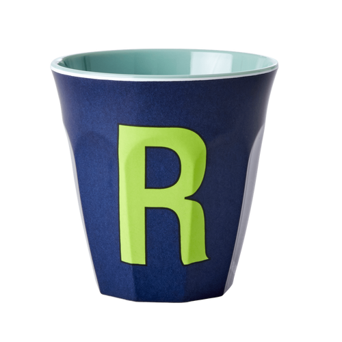 Melamine Cup - Medium with Alphabet in Bluish Colors | Letter R