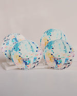 Rainbow Disco Ball Reusable Chipboard Coasters, Set of 4