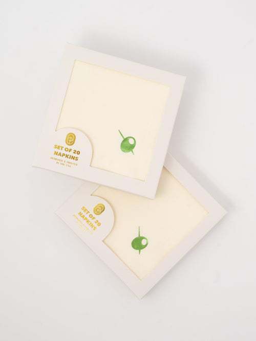 Olive Cocktail Napkins, Set of 20