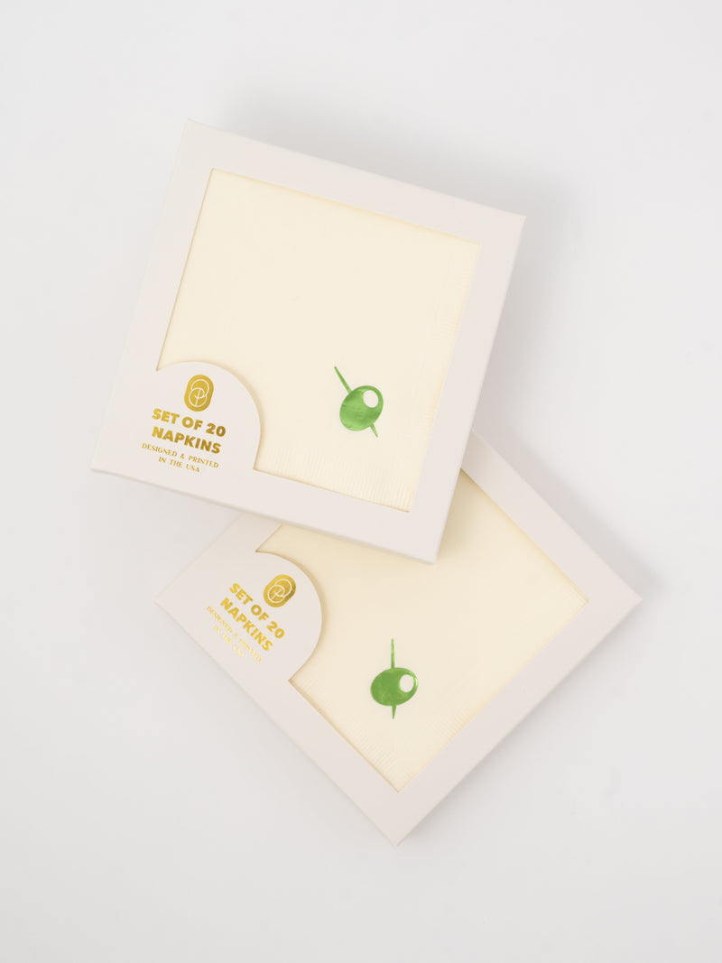 Olive Cocktail Napkins, Set of 20