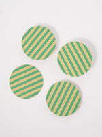 Verde Green and Lime Striped Coaster, Set of 4