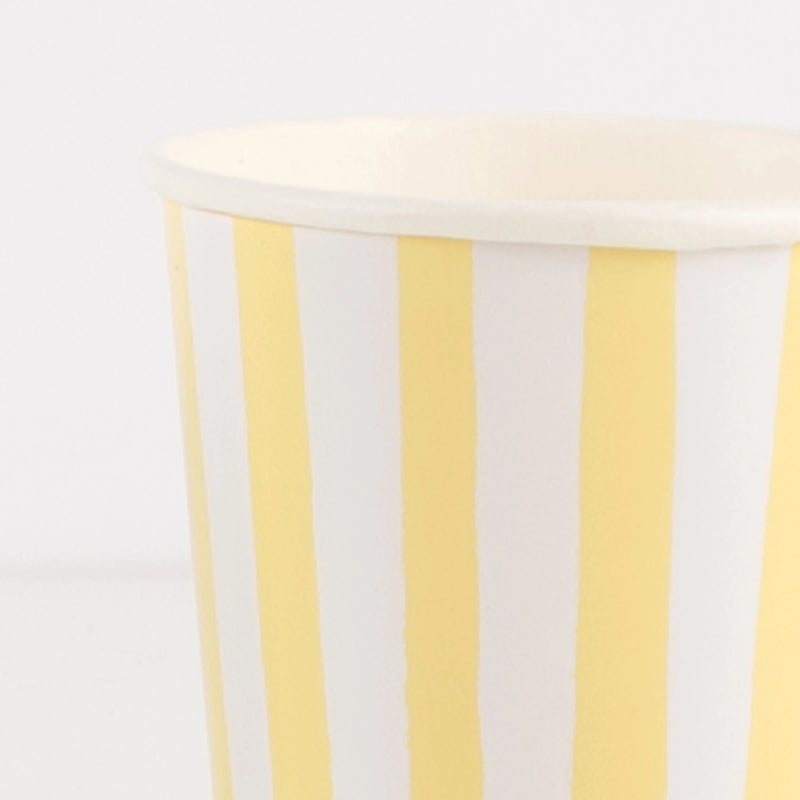 Yellow Stripe Cups, Pack of 8