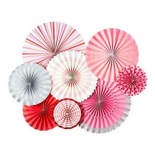 Pretty In Pink Fan Set, Pack of 8 | Paperless Post Party Shop
