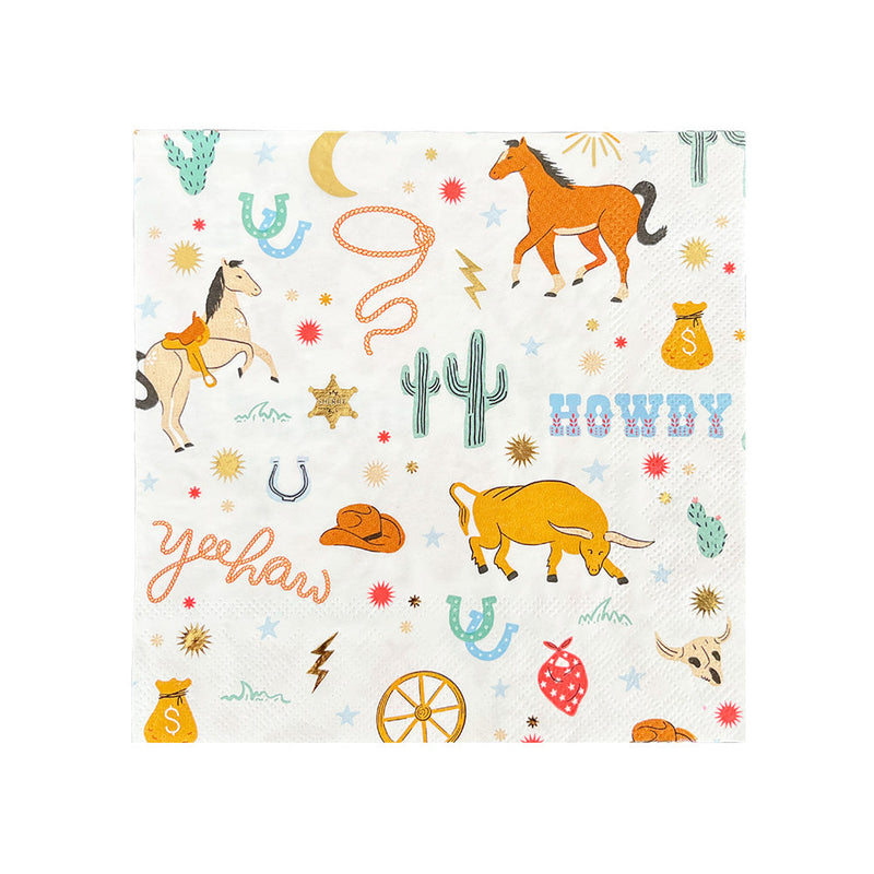 Yeehaw Large "Cowboy" Napkins, Pack of 16