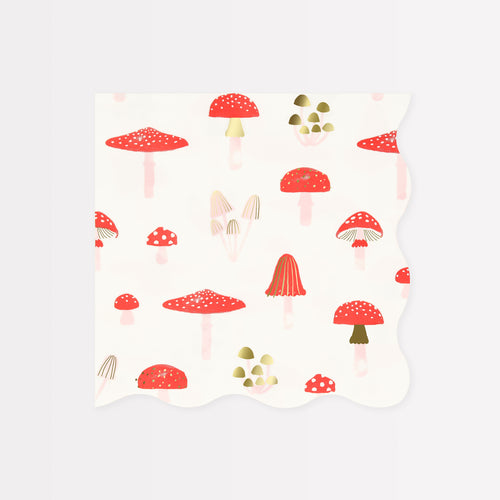 Merry Mushrooms Large Napkins, Pack of 16