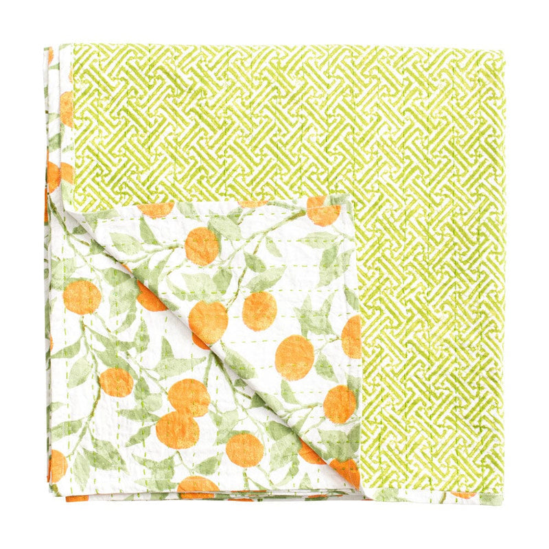 Reversible Kantha Table Cover in Orange Grove 