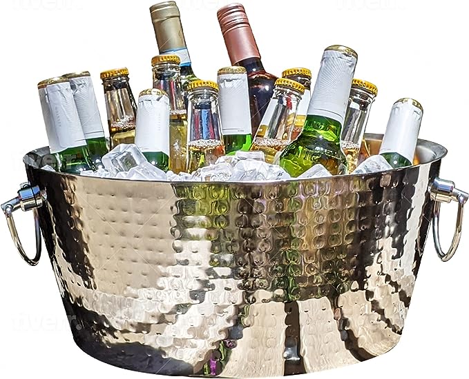 Hammered Stainless-Steel Beverage Tub